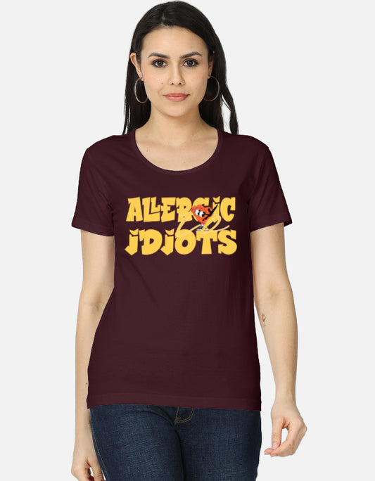 C-Labs Allergic to Idiots Women's Classic T-Shirt Maroon Front_1_c_25_851276c6-62f2-452c-a15c-a2805f0746e6
