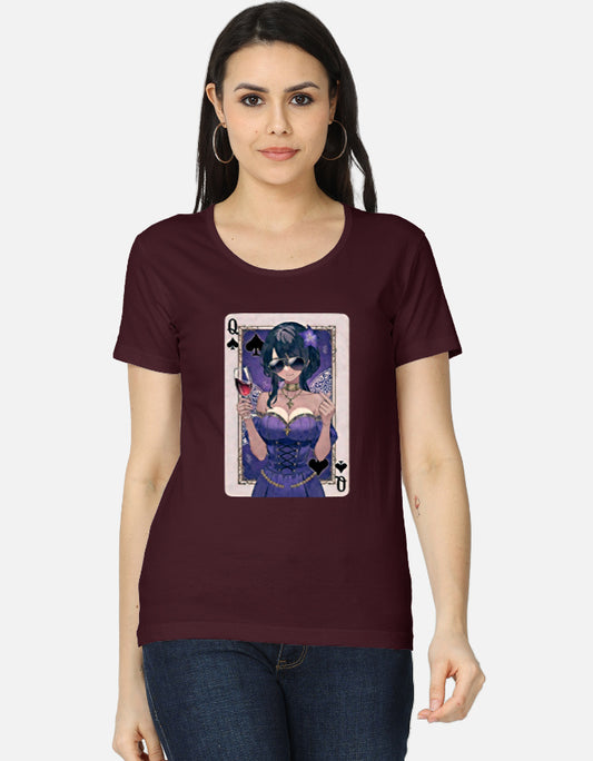 C-Labs Queen Spade Women's Classic T-Shirt Maroon Front_1_c_25_d8be608a-7f2c-4ea1-b0c3-95bc1efe7b68