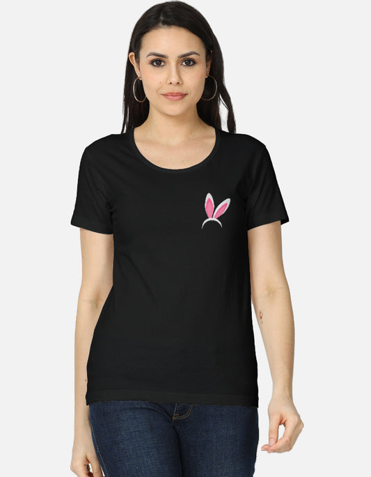 C-Labs Bunny Ears Women's Classic T-Shirt Black Front_1_c_2_37162bfb-d94b-4797-b426-d45d28601235