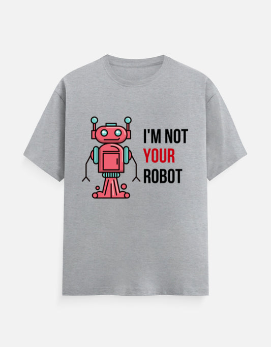 C-Labs I'm Not Your Robot Classic Crew T-Shirt Grey Melange Front_1_c_4