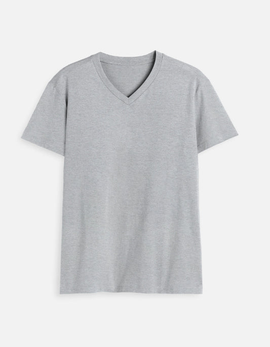 C-Labs C-Standard: V Neck T-Shirt V-Neck T-Shirt Grey Melange Front_1_c_4_951c6b7e-96e3-4543-ad91-0ffc4b6998f5