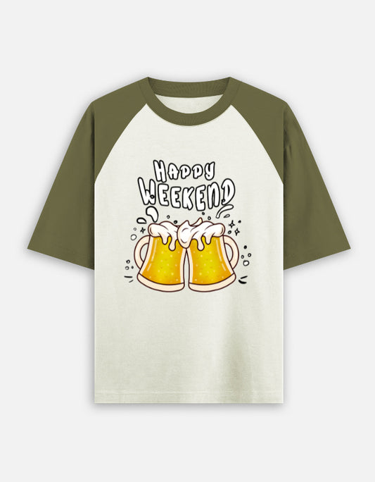 C-Labs Happy Weekend Oversized Classic T-Shirt Olive Green off white Front_1_c_70
