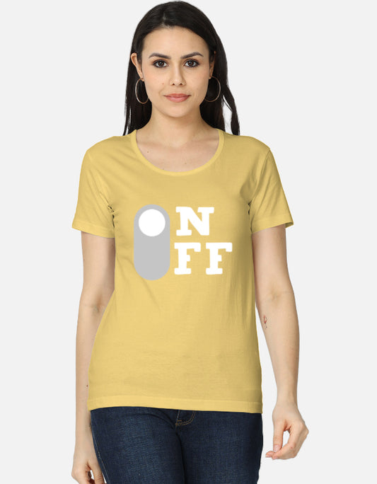 C-Labs On Off Women's Classic T-Shirt Yellow Front_1_c_7_6bf5ec4e-1fc6-44fe-a6bf-b09ce24b4464