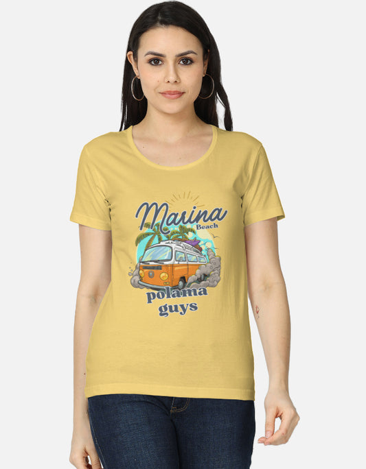 C-Labs Marina Beach polama Women's Classic T-Shirt Yellow Front_1_c_7_9f47e2b9-ca35-49a7-90a6-48a1962a75b4