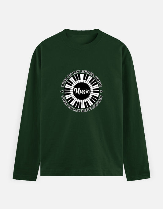 C-Labs Music Is My Drug Full Sleeve T-Shirt Bottle Green Front_1_c_8_ca023b15-6f0c-4854-adec-5f98693219b6