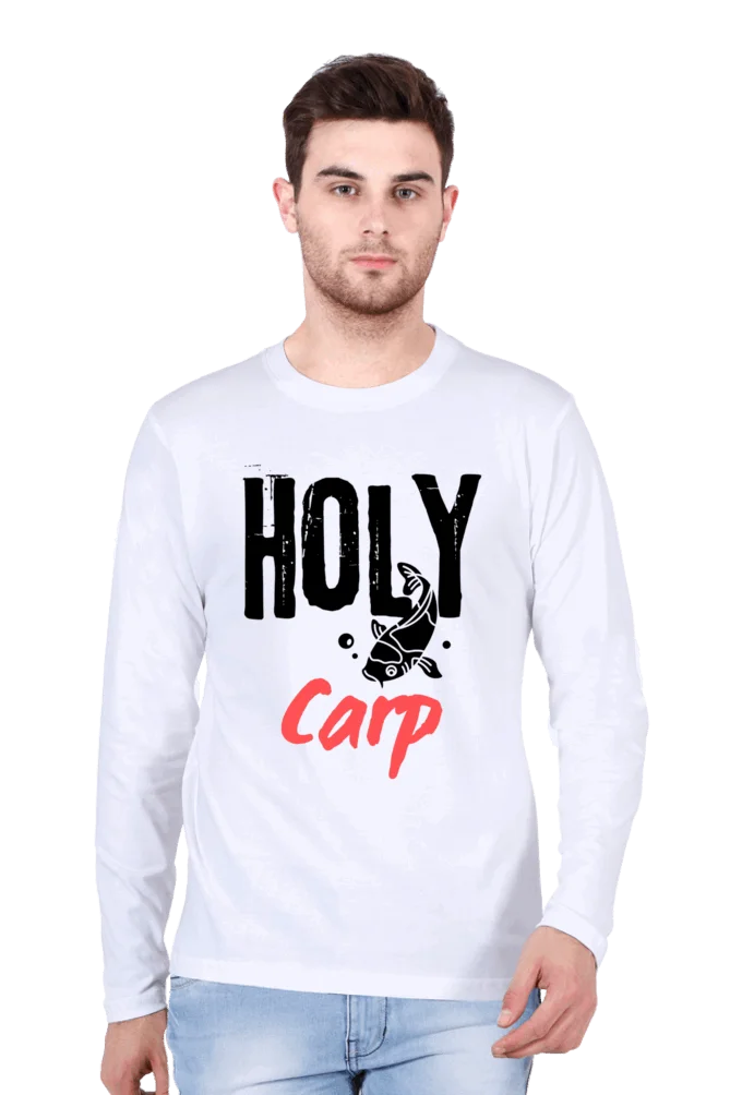 C-Labs Holy Carp Full Sleeve T-Shirt White 1-Front-76798615-19ef-4fcb-9759-8a4eaa4c0b56-_1