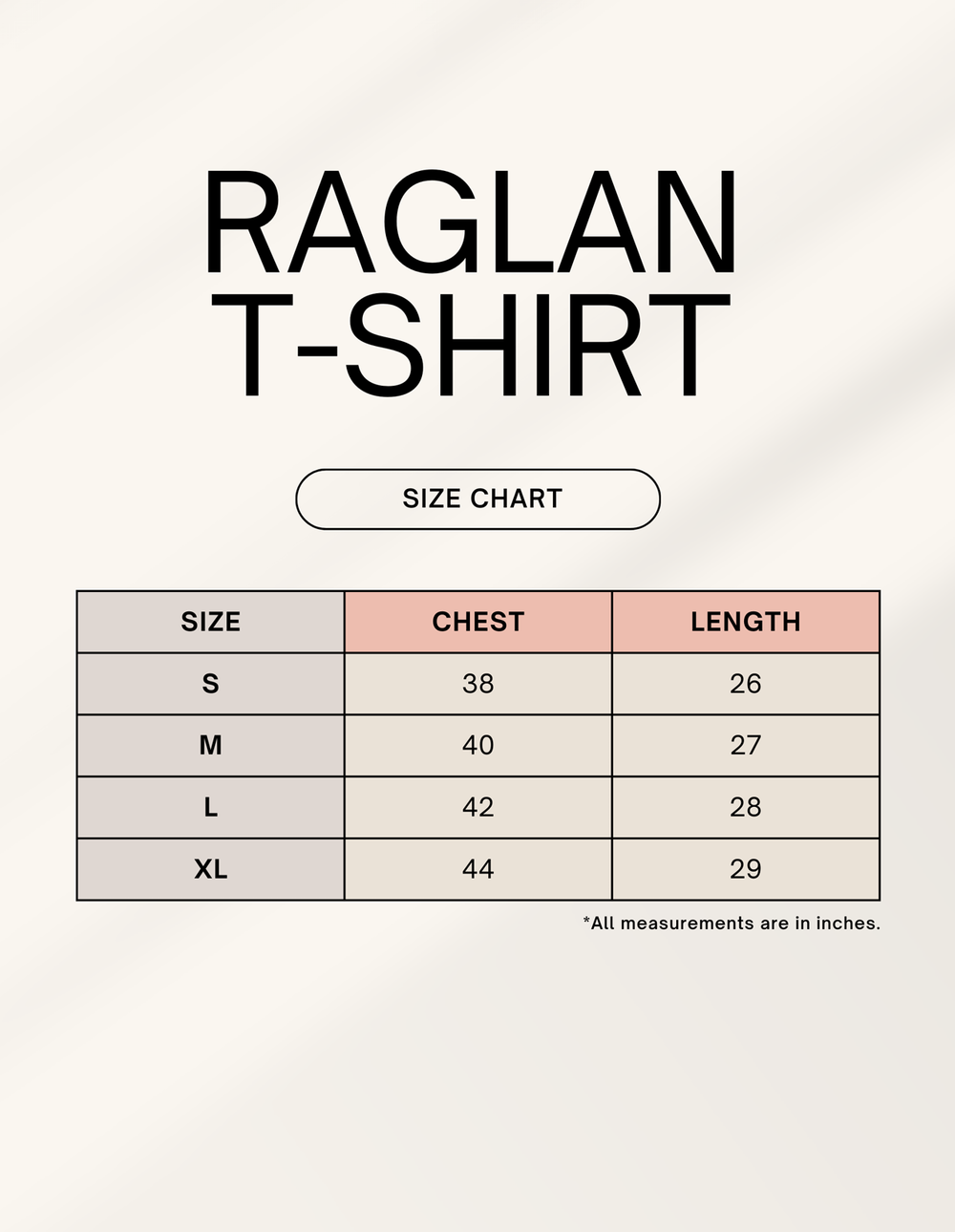 C-Labs C-Standard: Raglan T-Shirt Raglan T-Shirt 1744970312RaglanSizeChart_5aae17f0-236f-43d2-bd31-aed5ee714c25