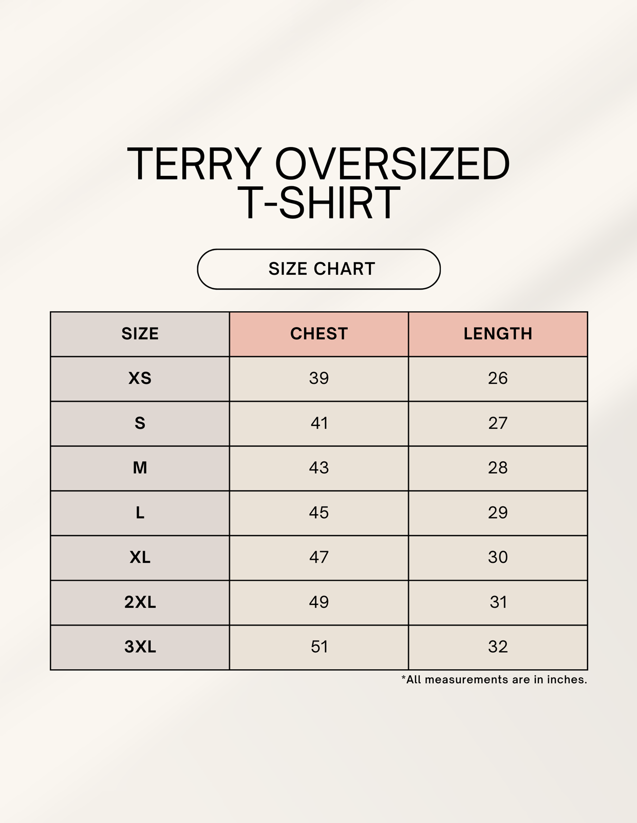C-Labs C-Standard: Terry Oversized Tee Terry Oversized Tee 1744976688TerryteeSizeChart