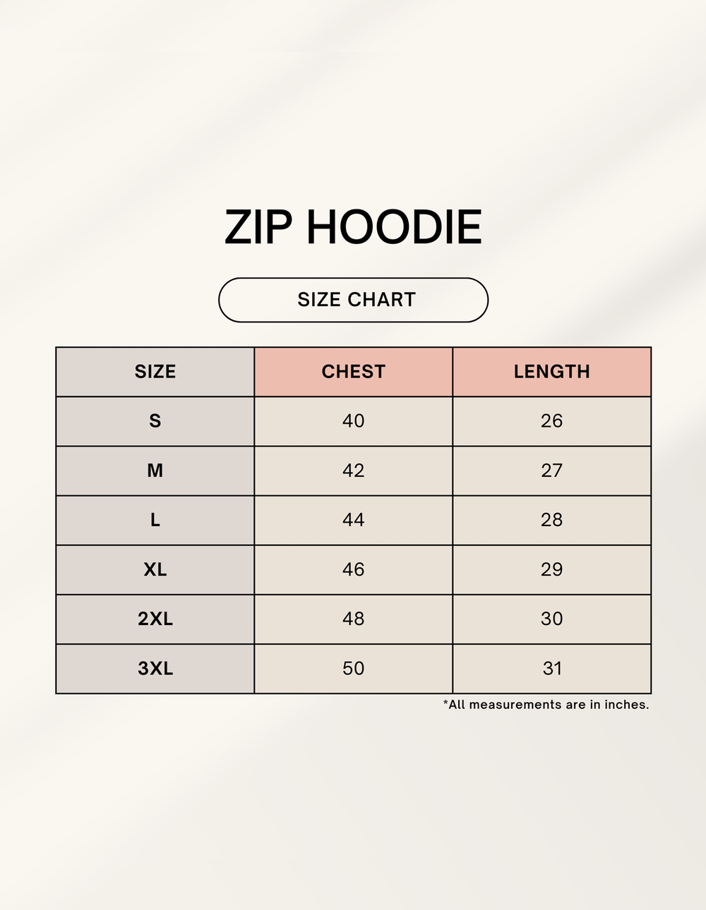 C-Labs C-Prime: Zipper Hoodie Zipper Hoodie 1745035590sizechart