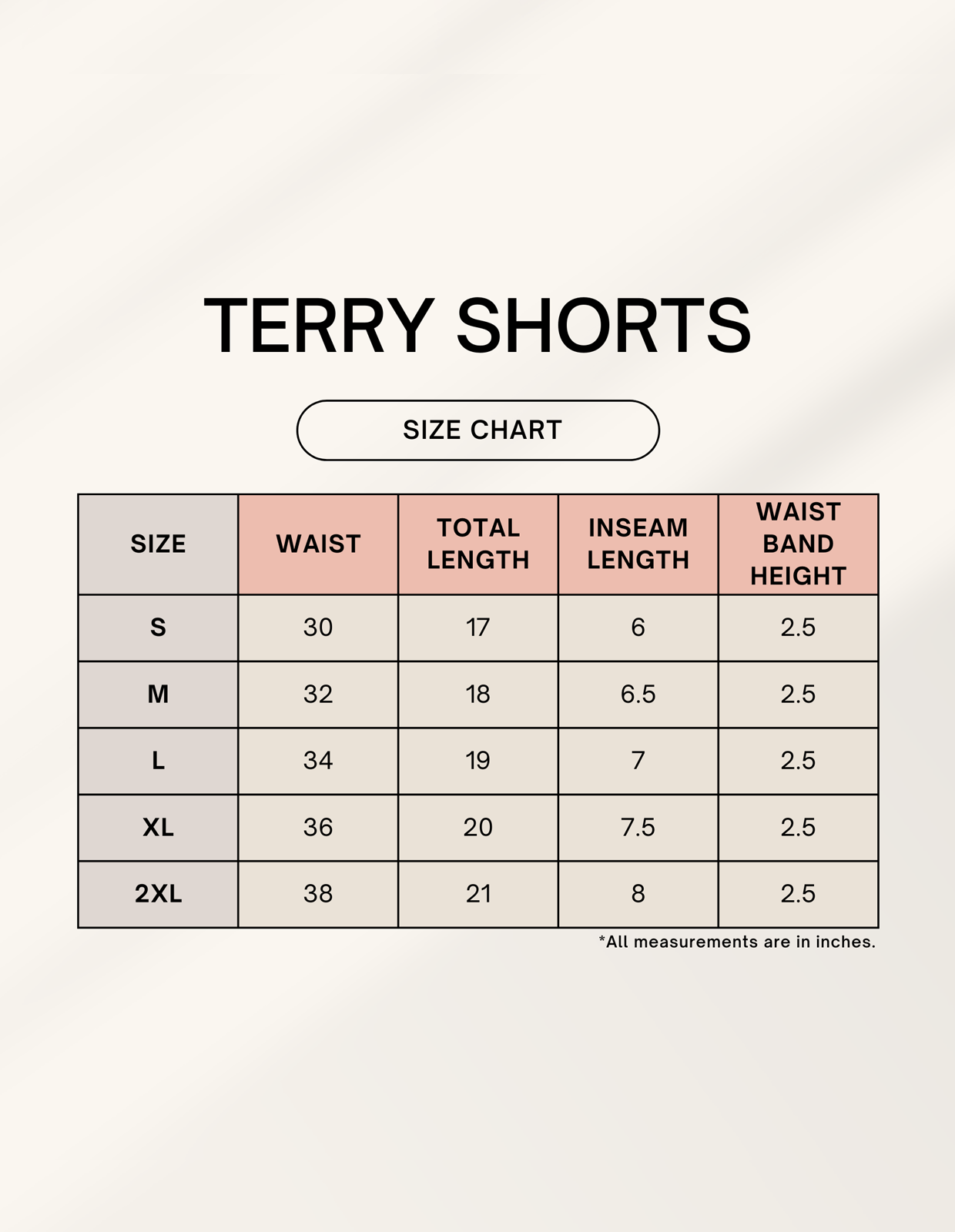C-Labs C-Standard: Terry Cotton Shorts Terry Shorts 1745038382sizechart