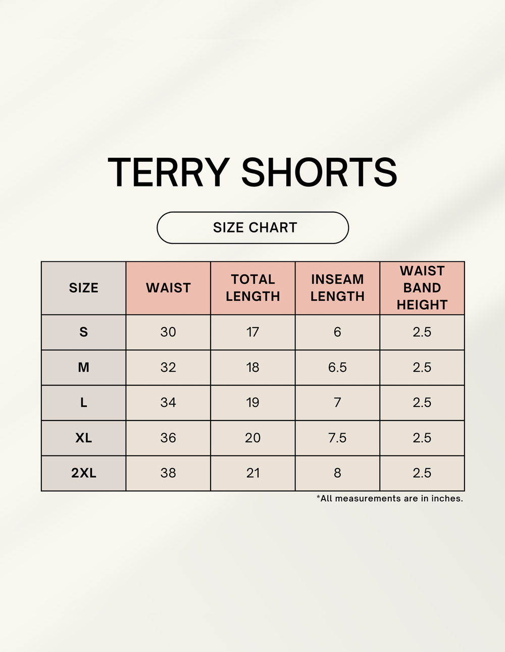 C-Labs C-Standard: Terry Cotton Shorts Terry Shorts 1745038382sizechart