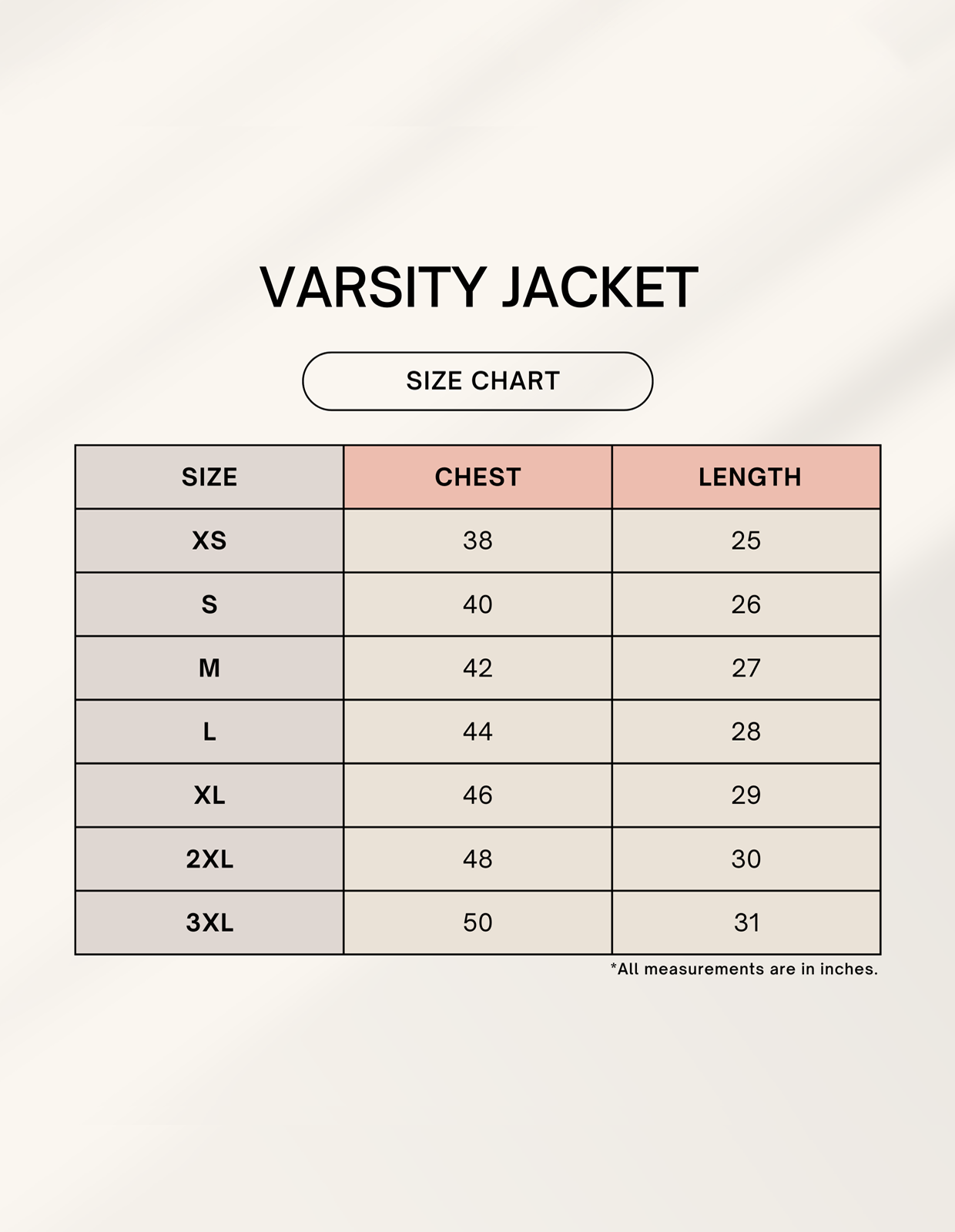 C-Labs CSK Varsity Jacket Varsity Jacket 1745062026sizechart