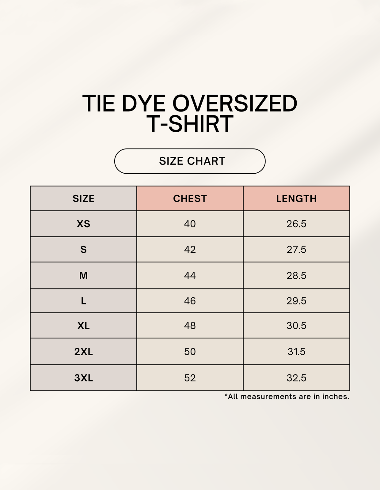 C-Labs C-Standard: Tie Dye Oversized T-Shirt Tie Dye Oversized T-Shirt 1750499661sizechart