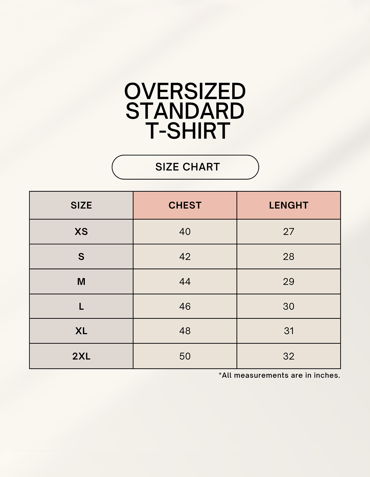 C-Labs Shopaholic Oversized Classic T-Shirt 1754893560sizechart