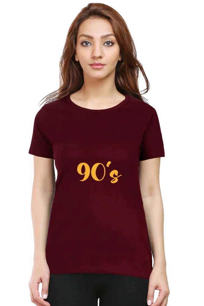 C-Labs 90's Women's Classic T-Shirt Maroon 25_Front_9bd059a8-fb1f-476c-95ff-c53ad8244a8c