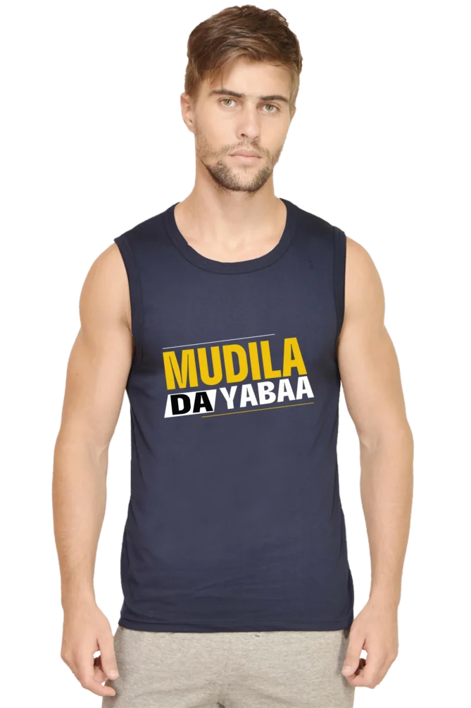 C-Labs Mudiyala da Sleeveless T-Shirt Navy Blue 3_Front_ca320e01-5dc6-4efc-9c5c-da46a0987104