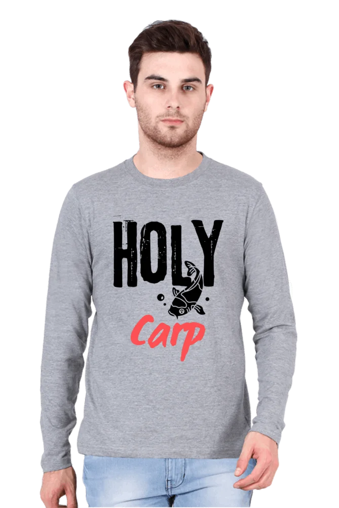 C-Labs Holy Carp Full Sleeve T-Shirt Grey Melange 4-Front-ec02eaf4-ba21-45f4-a478-2f3877508994-_2