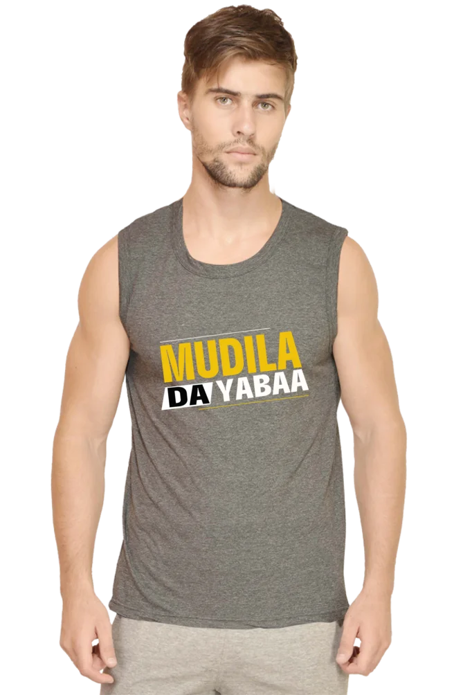 C-Labs Mudiyala da Sleeveless T-Shirt Charcoal Melange 5_Front_693d7e5d-6dea-4e34-8939-31b1f2de7cc2