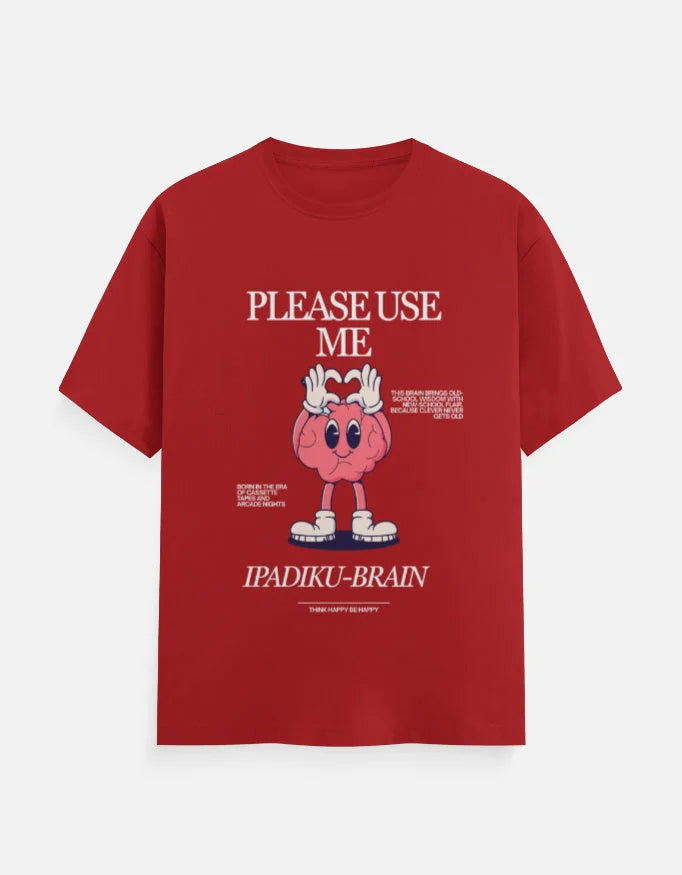 C-Labs Please use me ipadiku "Brain" Classic Crew T-Shirt Brick Red Front_1_c_10
