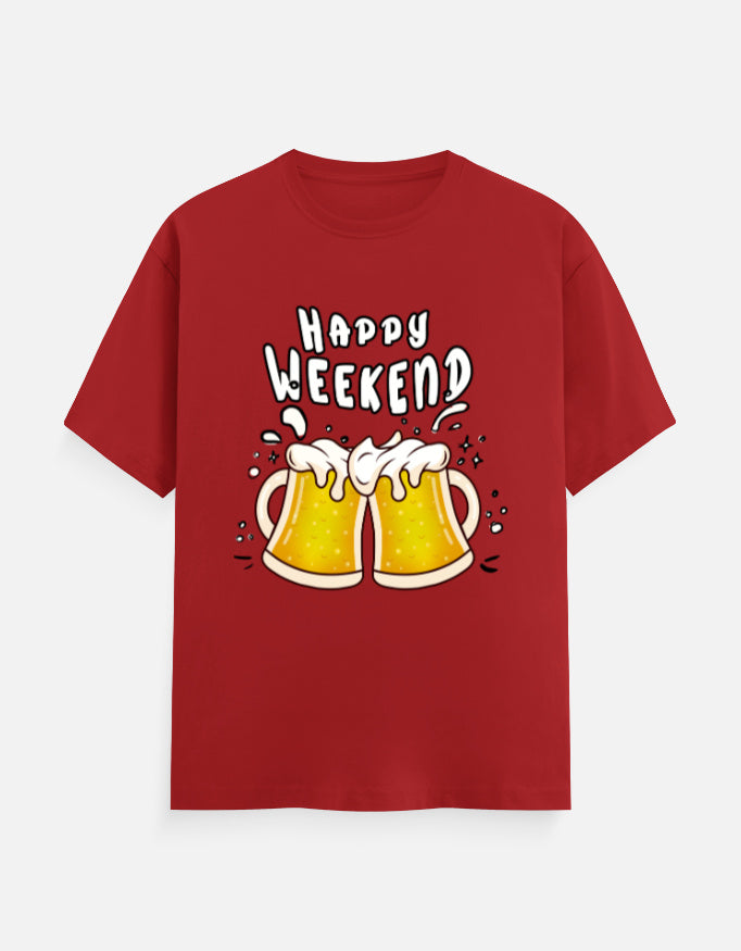 C-Labs Happy Weekend Classic Crew T-Shirt Red Front_1_c_10_08d6f910-6af0-40b5-b3f7-232dba8ea9ba