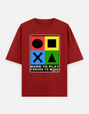 C-Labs Born to Play. Forced to Work. Oversized Classic T-Shirt Red Front_1_c_10_191c17e4-cf55-4d1a-abb1-11914d82e980