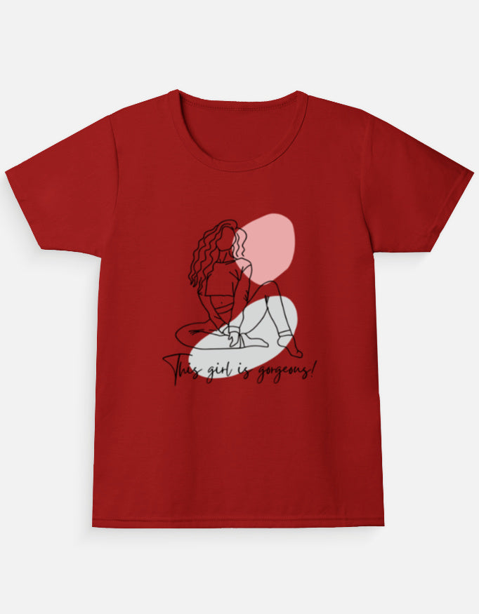 C-Labs This Girl Is Gorgeous Girl Classic Crew T-Shirt Red Front_1_c_10_2804364c-6a6f-4391-9779-4123a3ad33a8