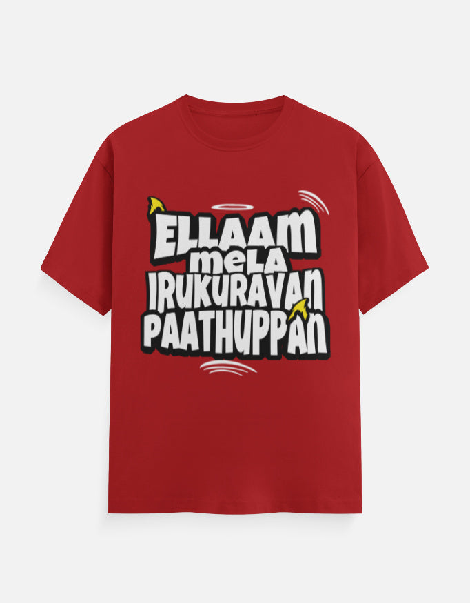 C-Labs Ellaam Mela Irukuravan Paathuppan Classic Crew T-Shirt Red Front_1_c_10_3feecd5c-9d13-465b-90ef-313c690b9f72