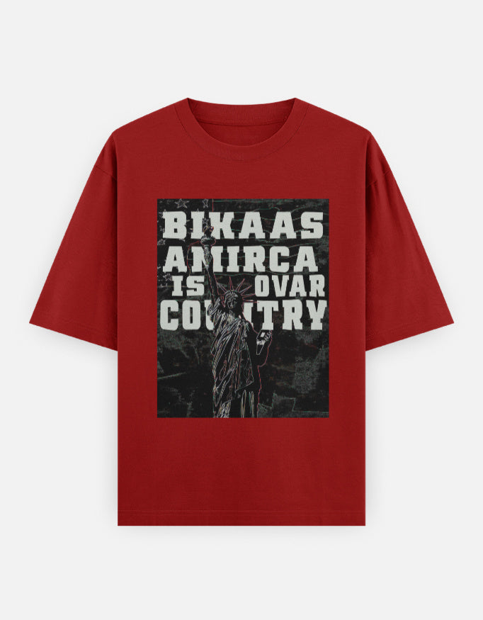 C-Labs Bikaas Amirca Is Ovar Country Oversized Classic T-Shirt Red Front_1_c_10_4dfa3b9e-85be-4975-b4fe-eb13b01b7c17