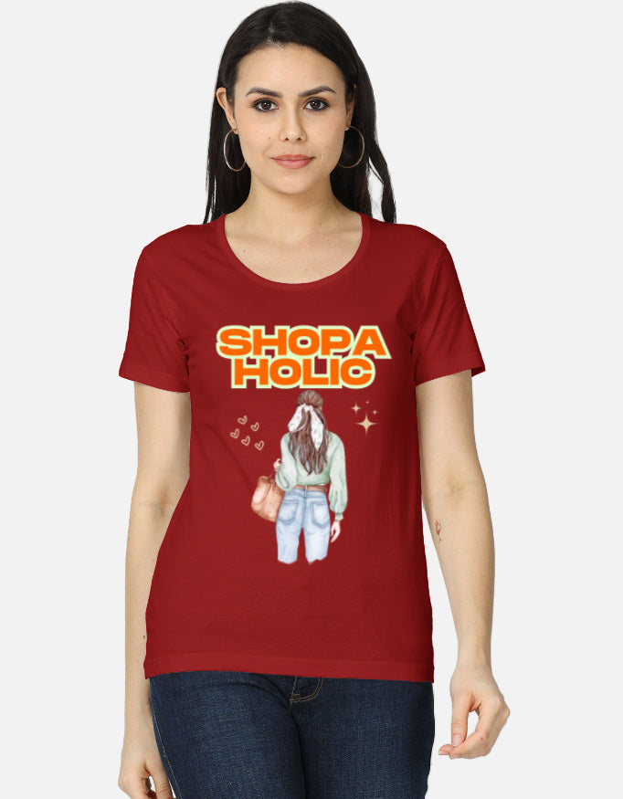 C-Labs Shopaholic Women's Classic T-Shirt Red Front_1_c_10_72c5d4bb-e699-4670-883a-fa26374ec700