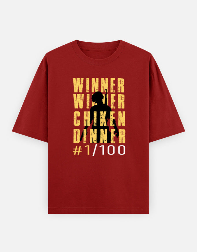 C-Labs WINNER WINNER CHICKEN DINNER Oversized Classic T-Shirt Red Front_1_c_10_7f0e2f39-312d-4235-a478-f0e36ce279f8