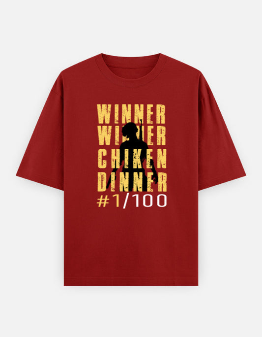 C-Labs WINNER WINNER CHICKEN DINNER Oversized Classic T-Shirt Red Front_1_c_10_7f0e2f39-312d-4235-a478-f0e36ce279f8