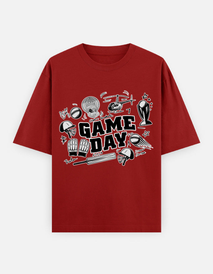 C-Labs Game Day CSK theme Oversized Classic T-Shirt Red Front_1_c_10_861a9b42-6f46-485f-9e87-f7b62541759a