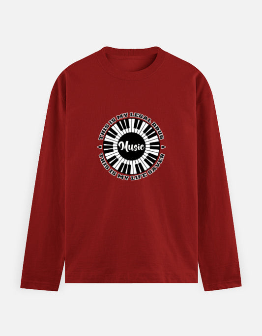 C-Labs Music Is My Drug Full Sleeve T-Shirt Red Front_1_c_10_a4125d1d-f6c2-4032-94c4-73fc30e2ce40