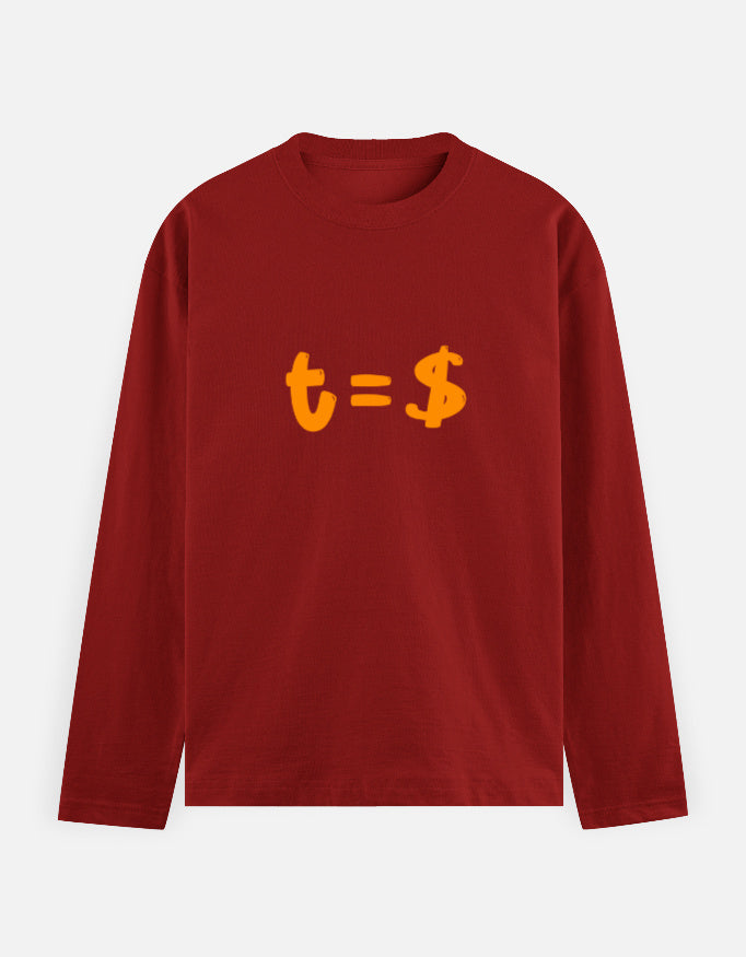 C-Labs Time Is Money Full Sleeve T-Shirt Red Front_1_c_10_b84ff67c-813b-406f-9644-b6112e394537