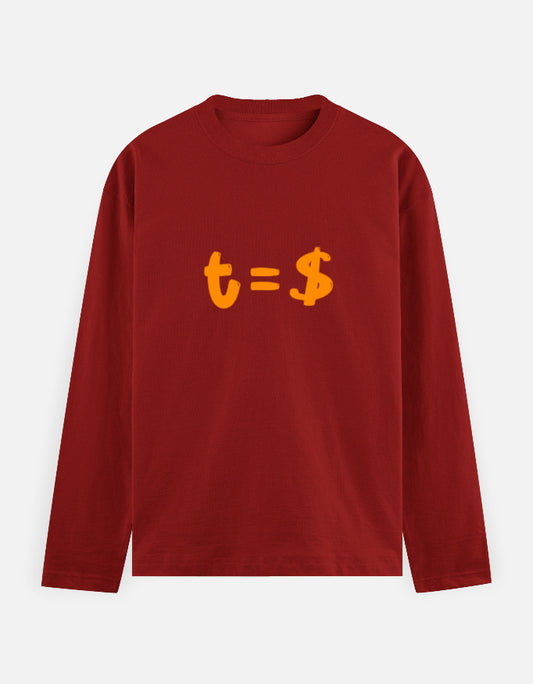 C-Labs Time Is Money Full Sleeve T-Shirt Red Front_1_c_10_b84ff67c-813b-406f-9644-b6112e394537
