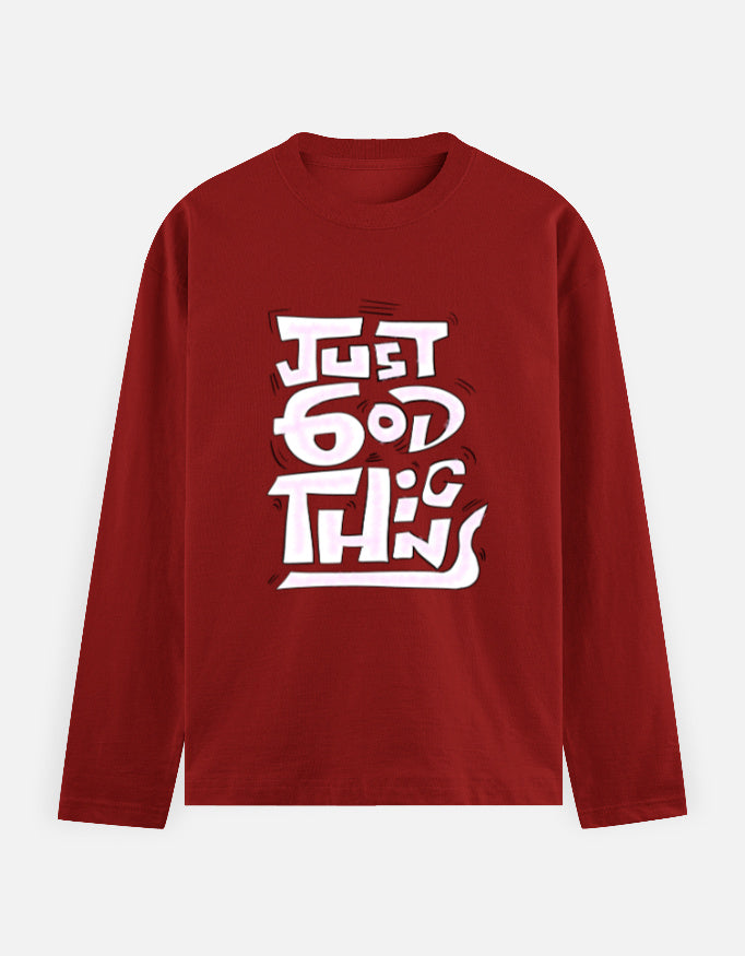 C-Labs Just God Things Full Sleeve T-Shirt Red Front_1_c_10_bd3959b9-e55d-496e-82ee-cd6bd3f815d4