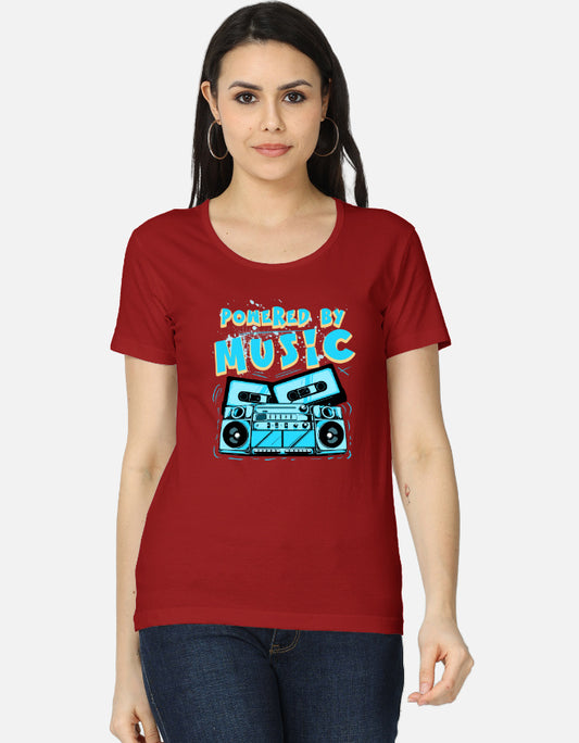 C-Labs Powered By Music Women's Classic T-Shirt Red Front_1_c_10_da6210e9-baa7-48d2-9bd4-fd418f63ba57