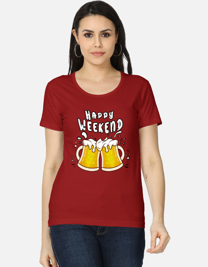 C-Labs Happy Weekend Women's Classic T-Shirt Red Front_1_c_10_e35415ca-ca1e-45e2-944b-de22a843bca5