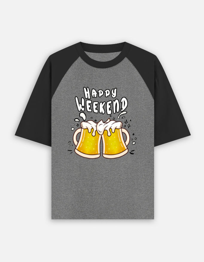 C-Labs Happy Weekend Oversized Classic T-Shirt Black Charcoal Melange Front_1_c_11_125685a5-c3cf-4eb0-9bce-f4f8df565aea