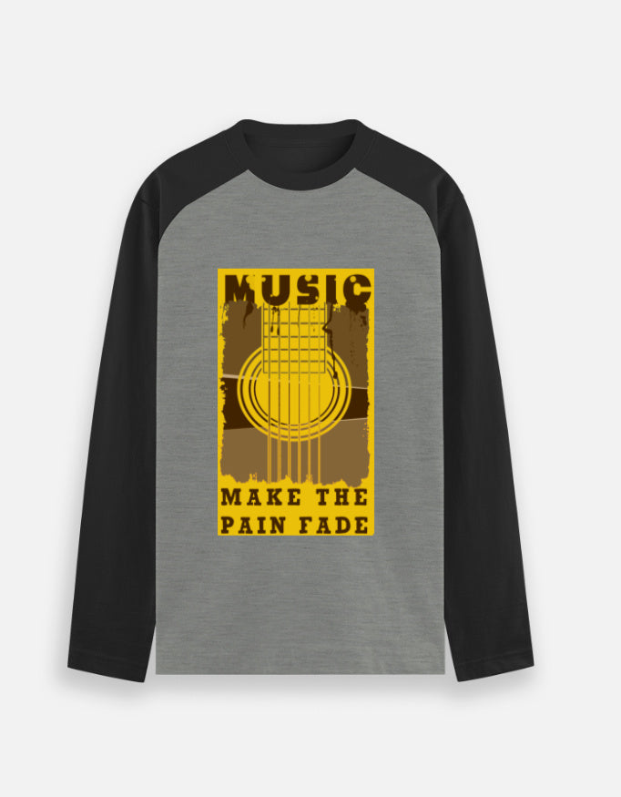C-Labs Music Makes the Pain Fade Raglan T-Shirt Black Charcoal Melange Front_1_c_11_97e58f91-b989-47db-96ca-4da19195e840