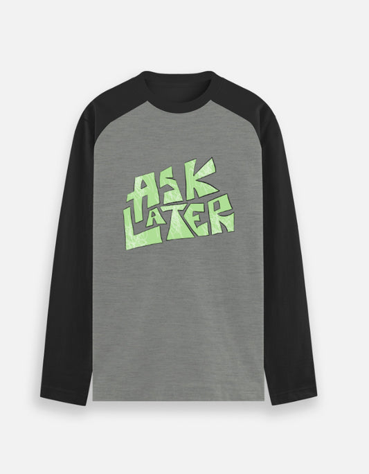 C-Labs Ask Later Raglan T-Shirt Black Charcoal Melange Front_1_c_11_c580321c-86a0-4887-88c9-cbc1035b9fe1