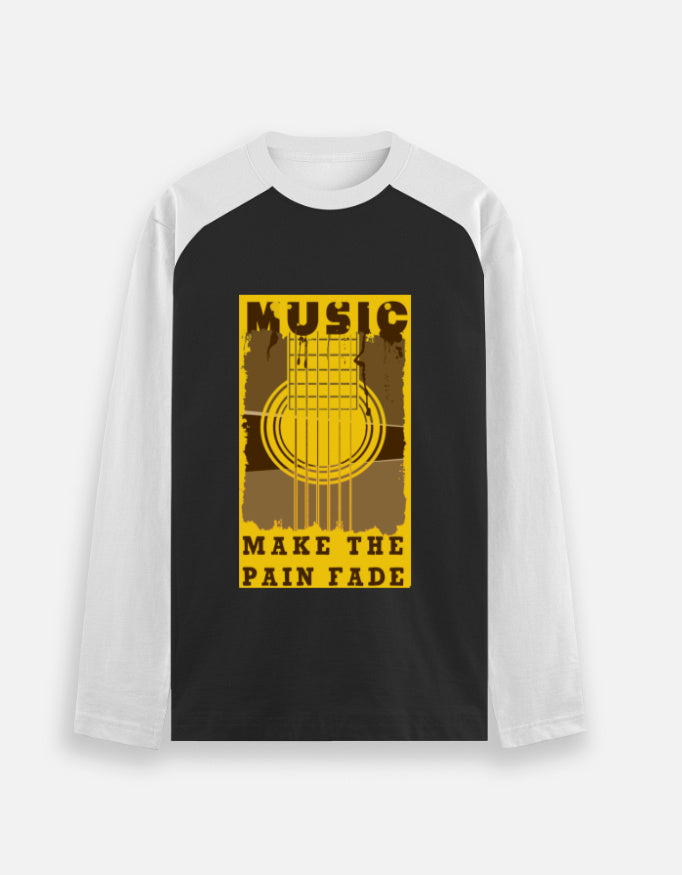 C-Labs Music Makes the Pain Fade Raglan T-Shirt White Black Front_1_c_18_3233b205-8f64-4085-8769-ed629930b093