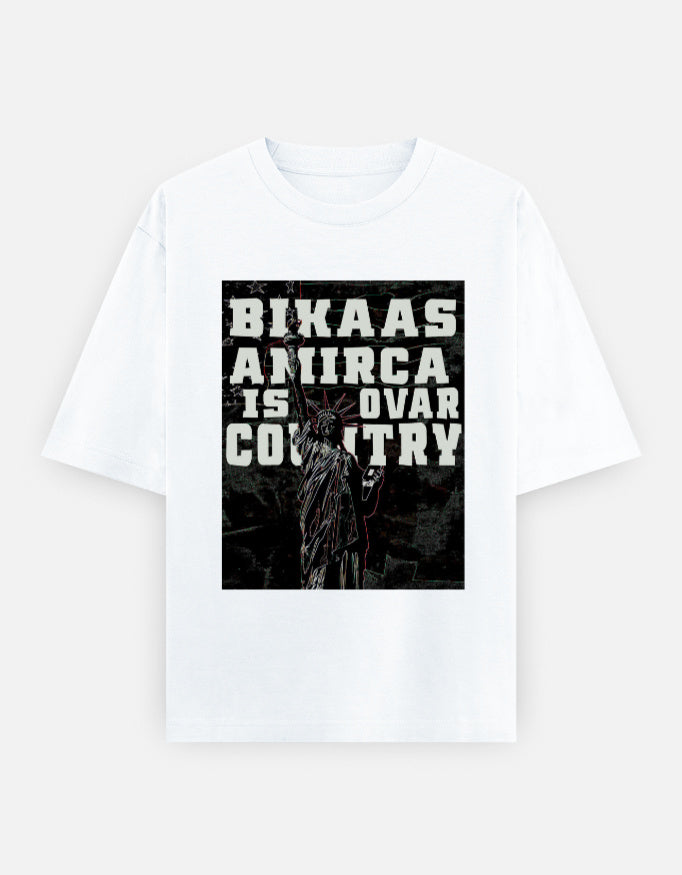 C-Labs Bikaas Amirca Is Ovar Country Oversized Classic T-Shirt White Front_1_c_1_278c5085-681d-456d-b097-15f32d50d09f