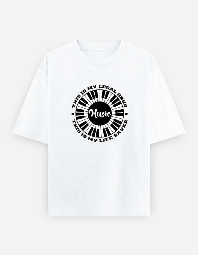 C-Labs Music Is My Drug Oversized Classic T-Shirt White Front_1_c_1_2f8e84aa-e581-4990-a4a5-8646fc8d2e63