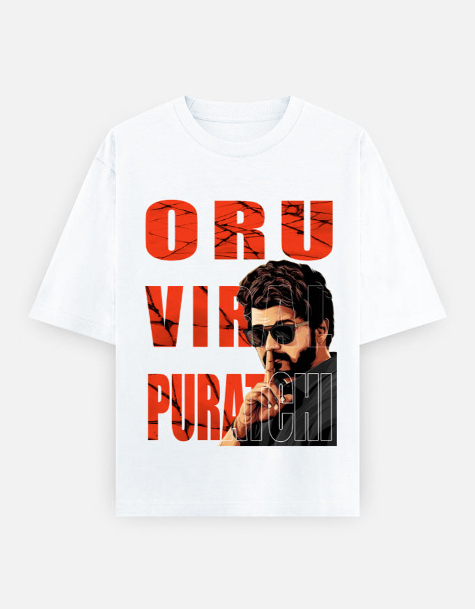 C-Labs Oru Viral Puratchi Oversized Classic T-Shirt White Front_1_c_1_5ff9c304-8e30-4ac2-a144-b5d76ddd2b58
