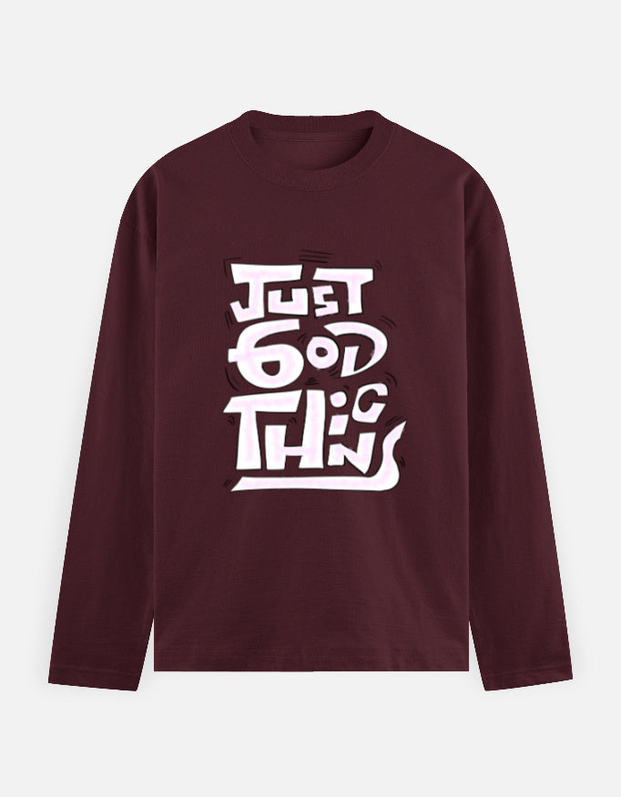 C-Labs Just God Things Full Sleeve T-Shirt Maroon Front_1_c_25_204e23d2-be74-4ab6-a534-00ab7108e1ad