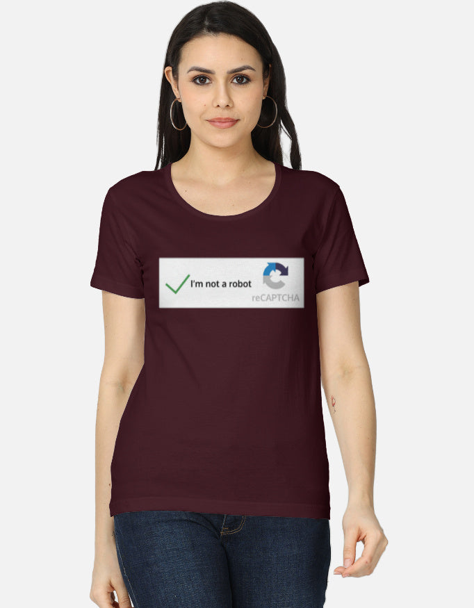 C-Labs I'm Not a Robot Women's Classic T-Shirt Maroon Front_1_c_25_25617b7e-6942-41fd-a956-67bb7851b2b0