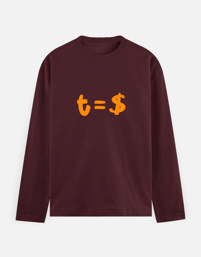 C-Labs Time Is Money Full Sleeve T-Shirt Maroon Front_1_c_25_4de06e2f-8e0f-4532-85cf-7cd9475adb24