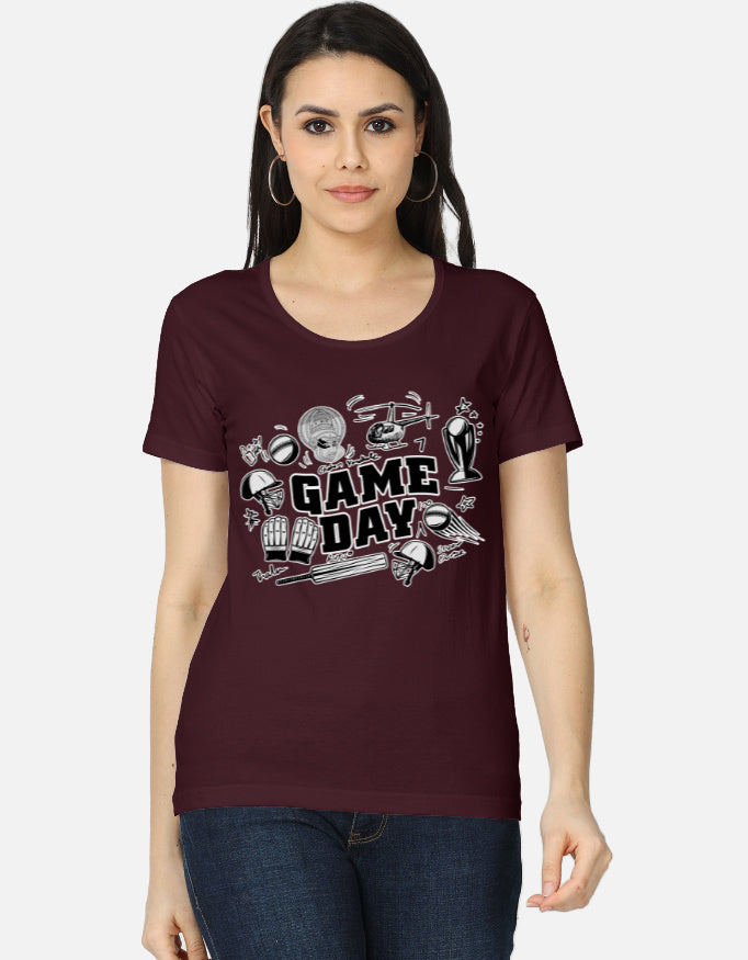 C-Labs Game Day CSK Theme Women's Classic T-Shirt Maroon Front_1_c_25_4fe91e0a-a375-4fa1-8b1e-c6931bccae54