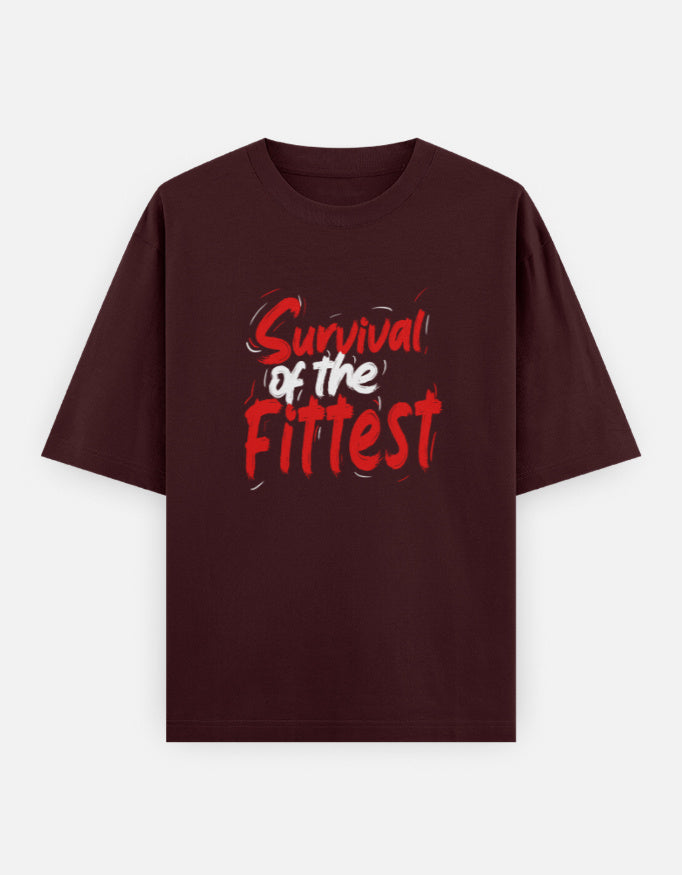 C-Labs Survival of the Fittest Oversized Classic T-Shirt Maroon Front_1_c_25_55f2cff4-3b6d-4be0-96e9-9899b17b1c59